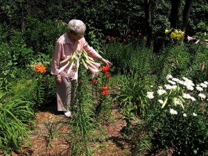 Grandma posing in her garden